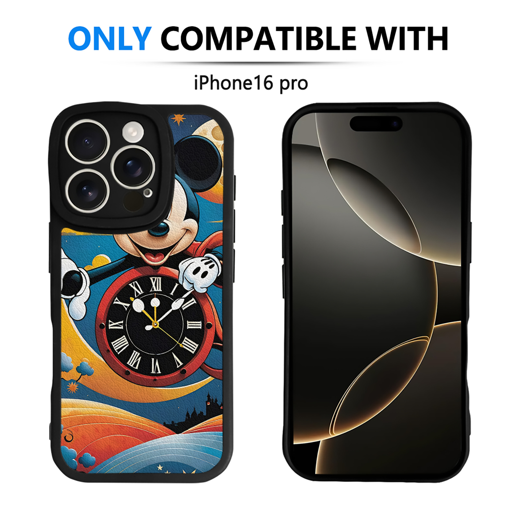 （画像用） ミッキーマウス Mickey Mouse 【iPhone 16シリーズ対応】シリコンスマホケース（レザー調） 材質：シリコン